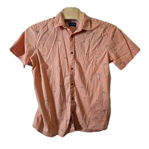 Jack & Jones‎ XL Orange Palm Print Shirt Short Sleeve Button Down Resort Boho